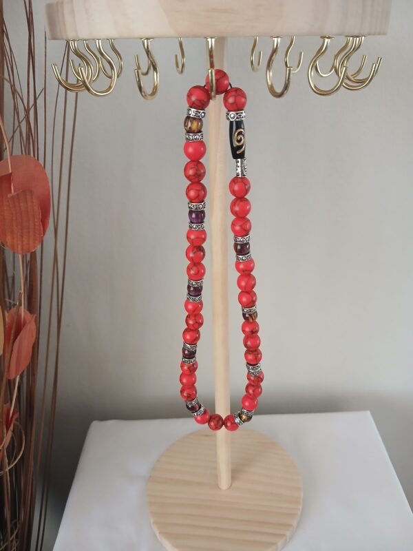 N0171 Red magnesite stretch necklace N017