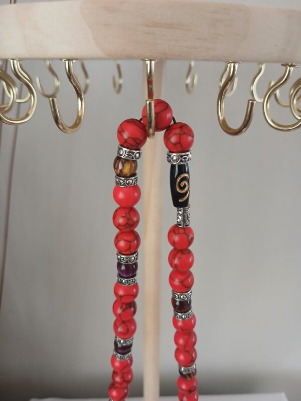 N0172 Red magnesite stretch necklace N017