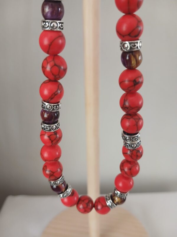 N0173 Red magnesite stretch necklace N017