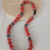 N0174 Red magnesite stretch necklace N017