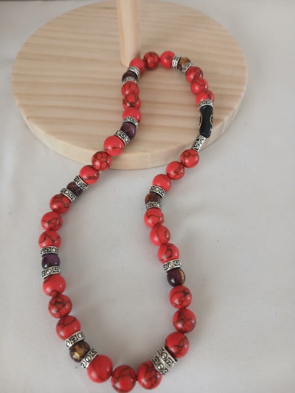 N0174 Red magnesite stretch necklace N017