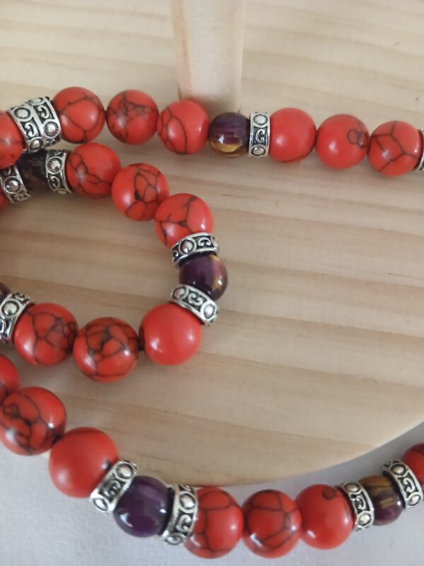 N0175 Red magnesite stretch necklace N017